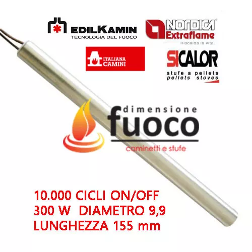 CANDELETTA  ACCENSIONE LINEARE D.9,9 - 300W 155 mm STUFA PELLET EDILKAMIN - 1015