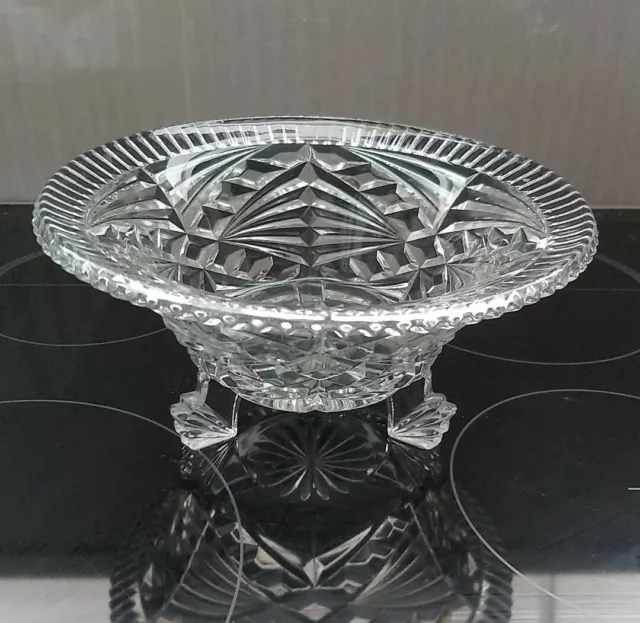 Vintage Art Deco Footed Glass Bowl Patterned Vintage Quality Magnificent VGC