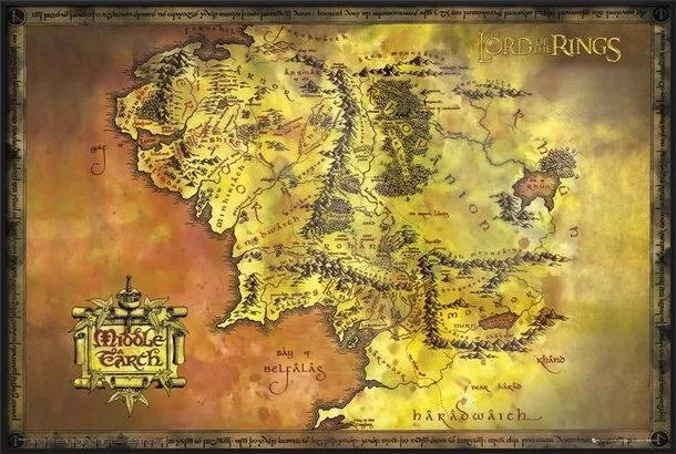 92663 THE LORD OF THE RINGS MOVIE MAP OF MIDDLE EARTH Wall Print Poster AU