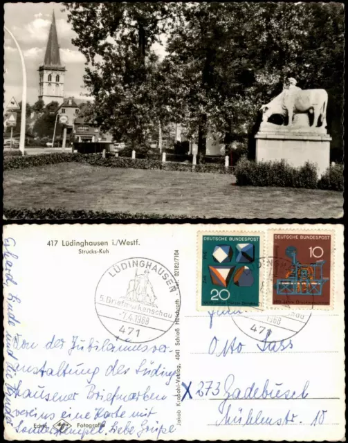 Lüdinghausen Partie  Strucks-Kuh 1968 Sonderstempel der 5. Briefmarkenschau