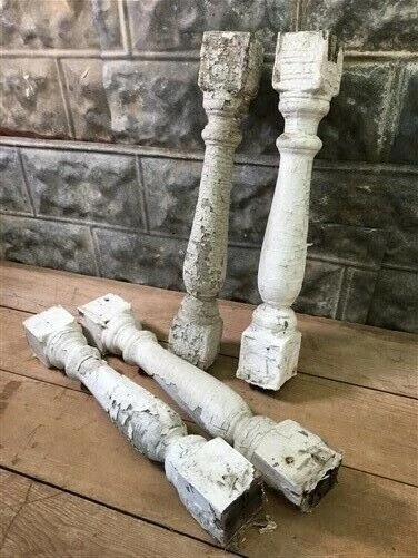4 Balusters White Wood Architectural Salvage Spindles Porch Post House Trim A9