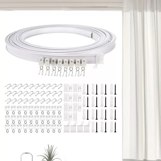 5M White Curtain Rail Flexible Bendable Curtain Track Plastic Durable Home Decor