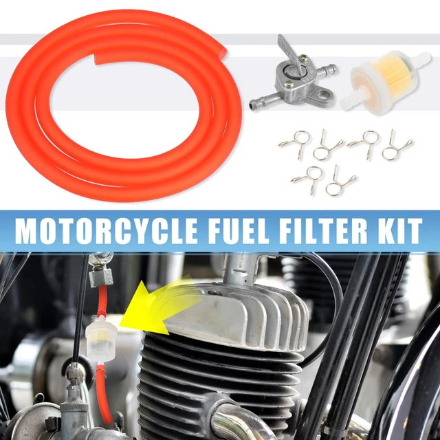 Vacuum Fuel Pump Petcock Gas Fuel Filter Hose Tube Kit for GY6 50cc Scooter Red
