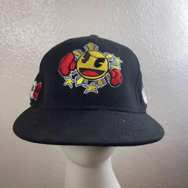Manny Pacquiao Authentic WIP Pac-Q Black Pac-Man Fitted Hat Rare Vintage 7 1/2