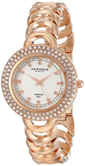 Montre exclusive pour femme Akribos XXIV AK804RG accentuée diamant rose ton or