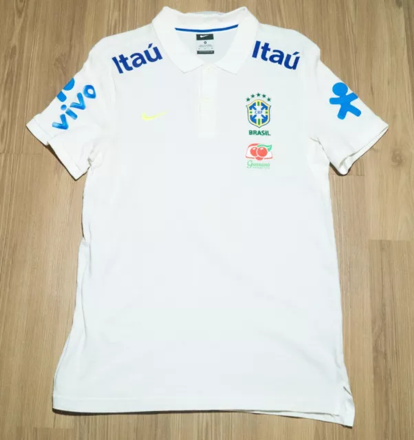 BRAZIL 2016 PLAYER issue White Training/Travel Polo shirt size M $69.75 -  PicClick