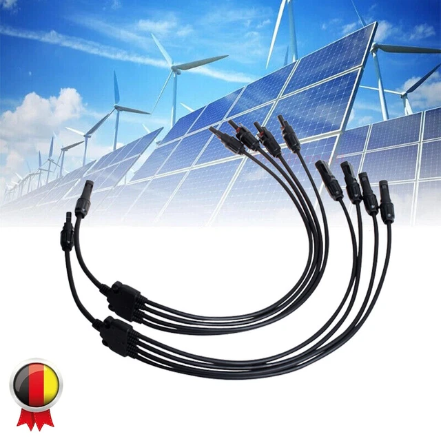 1 Paar Solarstecker Verteiler Y 4 fach, Solarkabel für Solarpanel