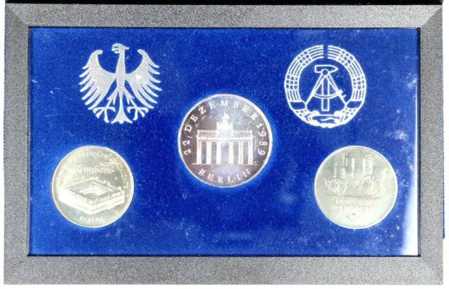 1990 Germany 20 Mark Opening of the Brandenburg 3 Coin Set w/ Silver 20 Mark 5Mk