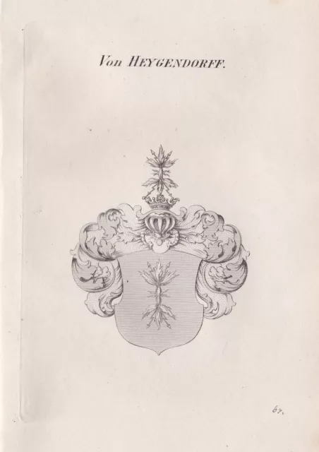 1840 Heygendorff Wappen coat of arms Kupferstich engraving Heraldik heraldry