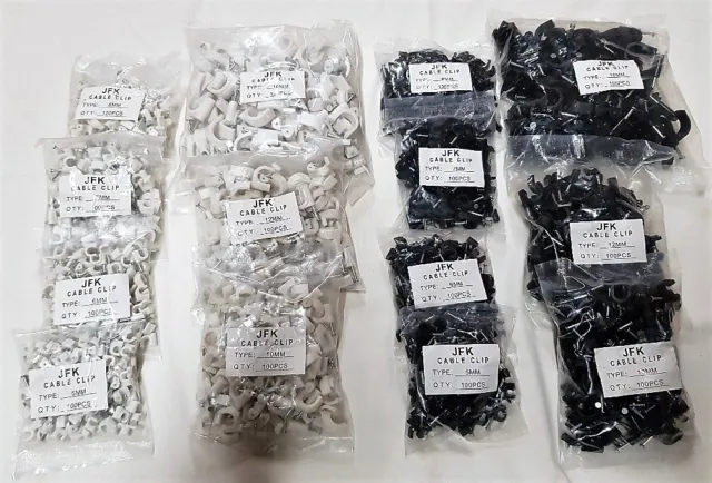 round cable clips 100 Pack 4mm,5mm,6mm,7mm,8mm,10mm,12mm,16mm black and white