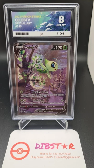 Pokemon Celebi V 245/264 Special Art Rare Secret Full Art  Fusion Strike Grade 8