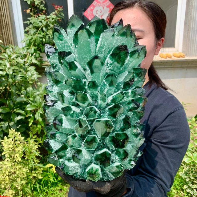 31.24LB   New Find Green Phantom Quartz Crystal Cluster Mineral Specimen Healing 10