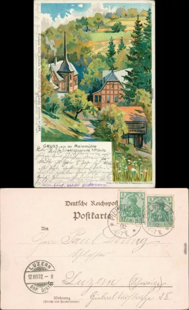 Ansichtskarte Pillnitz Meixmühle Künstlerkarte 1902