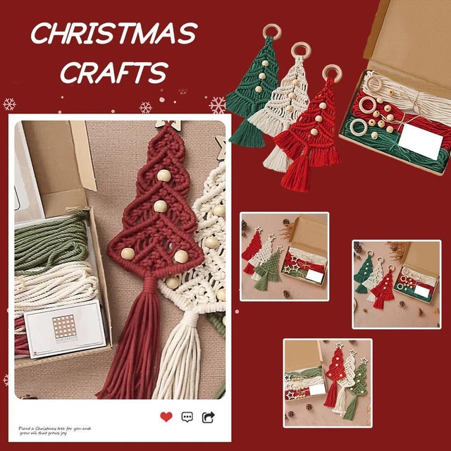 3x Christmas Tree Macrame Craft Kit Christmas Ornaments Decor DIY Hanging N2I6