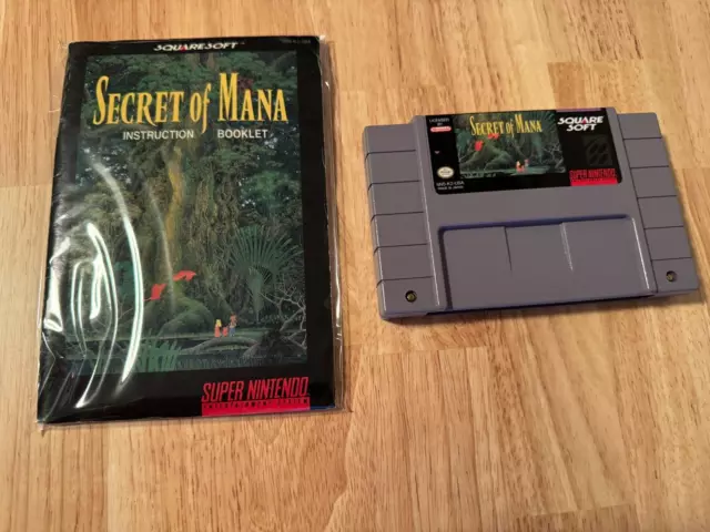 Secret of Mana (Super Nintendo SNES, 1993) Authentic Cart and Manual