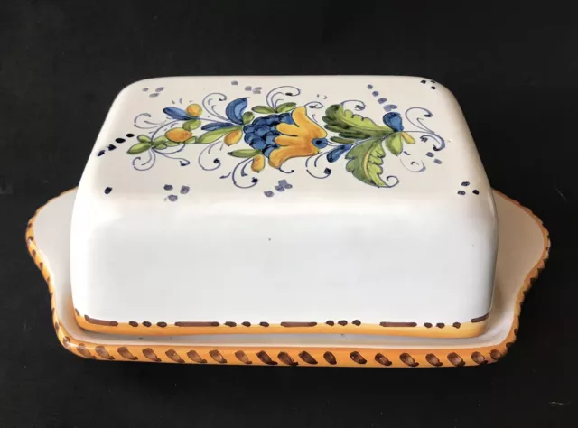 San Gimignano Ceramic Butter Dish with Lid Hand Painted