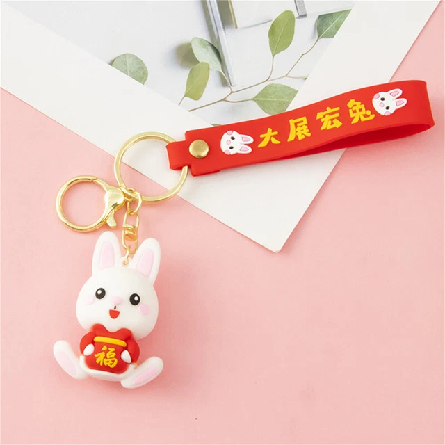 New Year Cartoon Rabbit Keychain Fashion Bag Pendant Car Key Ring Couple Gi GAIR