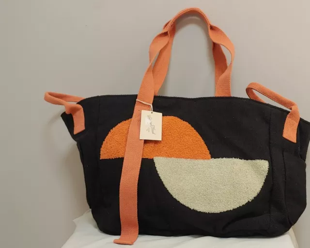 Universal Thread Jacquard Print Extra Large Tote Handbag  Black Orange NWT