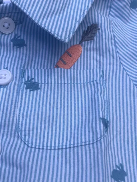 Carter's Boys Easter Bunny Carrot Blue White Stripe One Piece Size 3 Months