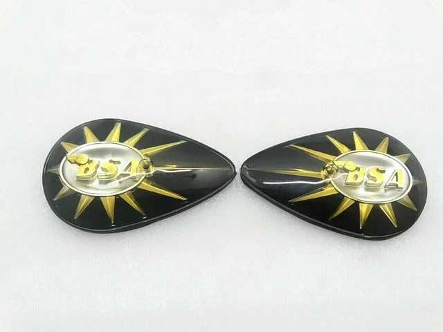 BSA PAIR OF TEAR DROP GAS TANK BADGE Emblem JF 4212 A65 A50 Model
