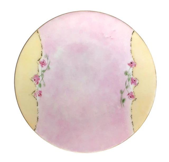 3 Antique Dessert Plates Silesia MZ Austria Hand Painted Pastel Blue Pink Yellow 2