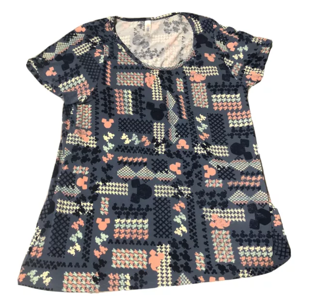 Lularoe Disney Mickey Mouse Womens L T-Shirt Multicolor All Over Print Unique