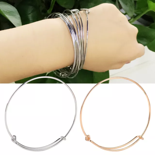 10PC Fashion Lady Women Metal Wire Expandable Bracelet Charm Bangle Jewelry rt