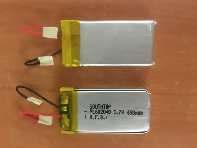 Lot 2 Batteries Li-Polymer 3,7 v 450 mAh ref:602040.SOUTHROP Drone Téléphone GPS