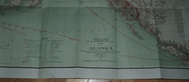 Original Map Alaska Gold Rush General Land Office 1898