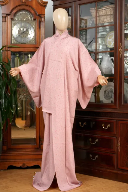 Dear Vanilla Japanese Silk Edo Komon Kimono Women's Authentic Japan Made Vintage