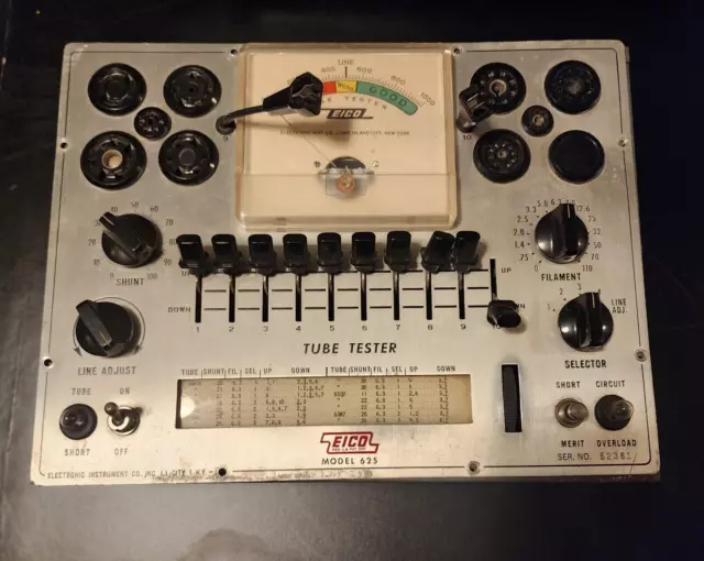 Vintage EICO Model 625 Tube Tester - Powers On