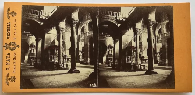 Italien Venedig Innen Von Wohl Markusplatz c1865 Foto Naya Stereo Vintage
