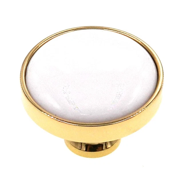 Amerock Allison Solid Brass White Ceramic Center 1 1/4" Cabinet Knob BP1954-BW