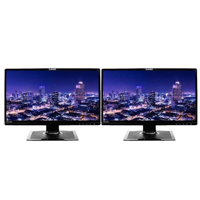 2x 24" MAJOR BRAND FHD LCD Widescreen Slim Monitor 1080p VGA Business Gaming