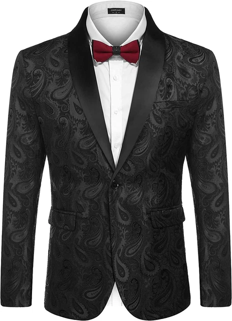 COOFANDY Mens Floral Tuxedo Jacket Paisley Shawl Lapel Suit Blazer Jacket for Di