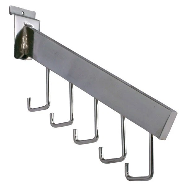 Slatwall Waterfall Rectangular Tube 5 Hook Satin Nickel Finish set of 4
