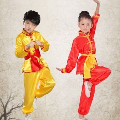 Bambini Ragazzi Tuta Kung Fu Arti Marziali Bambini Cinese Tradizionale Costume Uniforme 2