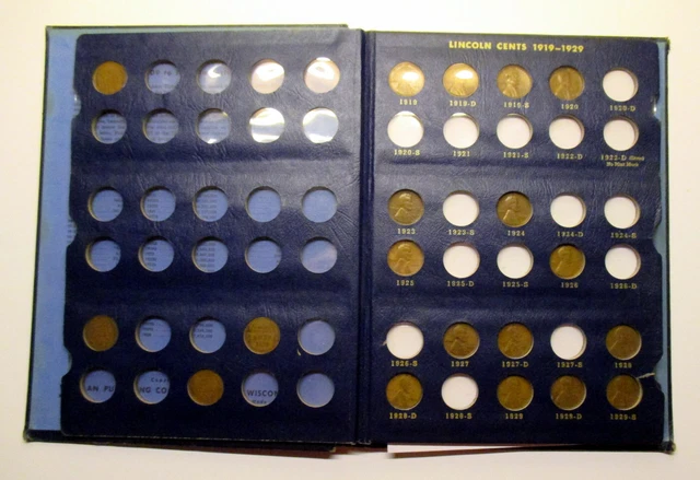 Whitman Lincoln cent wheat penny 1909 - 1940 bookshelf album not comp. 38 coins 3