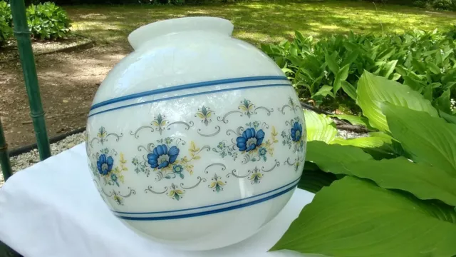 Quoizel Abigail Adams Ball Globe Shade Milk Glass Blue Floral Lighting Fixture