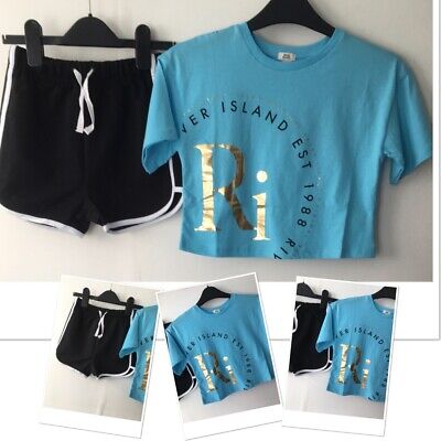 New George Black summer Jogger Shorts & New river island  Boxy Top 5-6 years