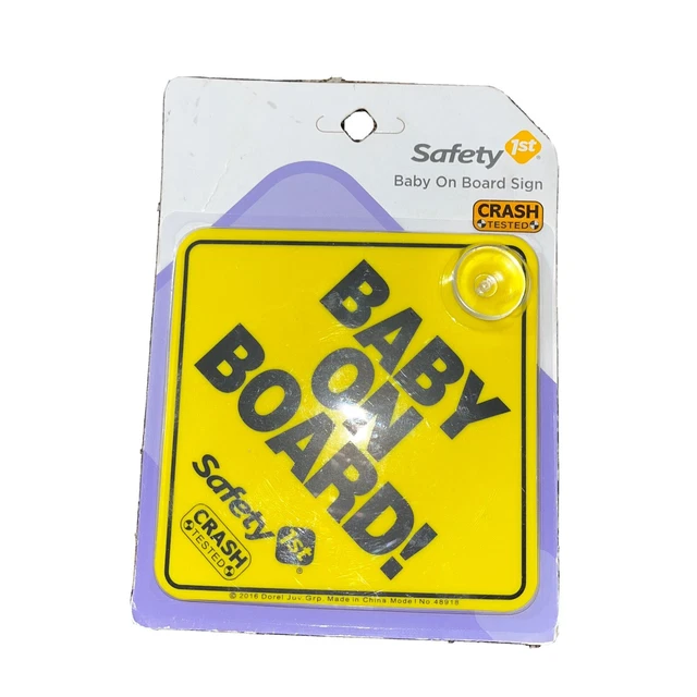 Safety First New Baby On Board Warning Sign w/Suction. Crash Tested