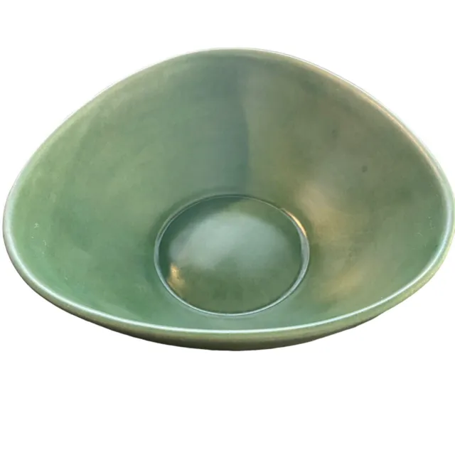 Royal Haeger Matte Green Pottery Triangle Bowl RG-37 USA Mid Century Vintage 3