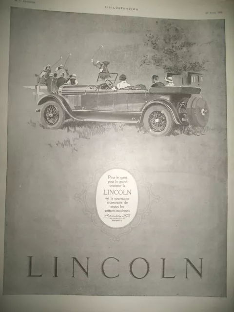 Publicite De Presse Lincoln Automobile Sport Et Tourisme French Ad 1925