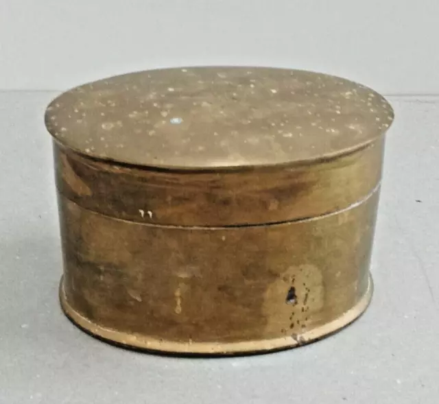 Piccolo Contenitore Ovale In Ottone Base + Coperchio Vintage