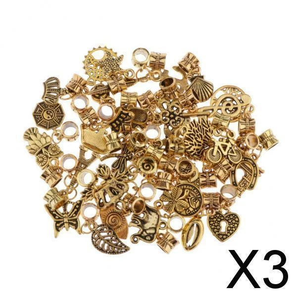 3X Lot 40x Mixed Golden Charms Beads Loose for DIY Collier Bijoux Résultats