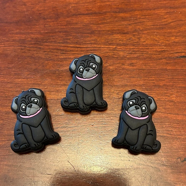 Black Pug Dog Focal Bead for Focal Pen, Set of 3