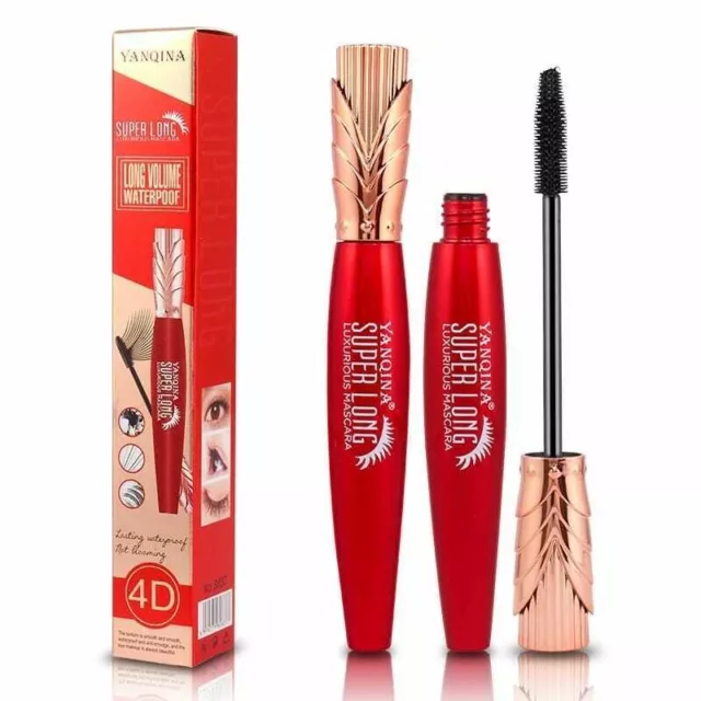 Mascara 4D Wimpern Wasserdicht Seide Faser Verlängerung Langlebige Wimpern langes Volumen