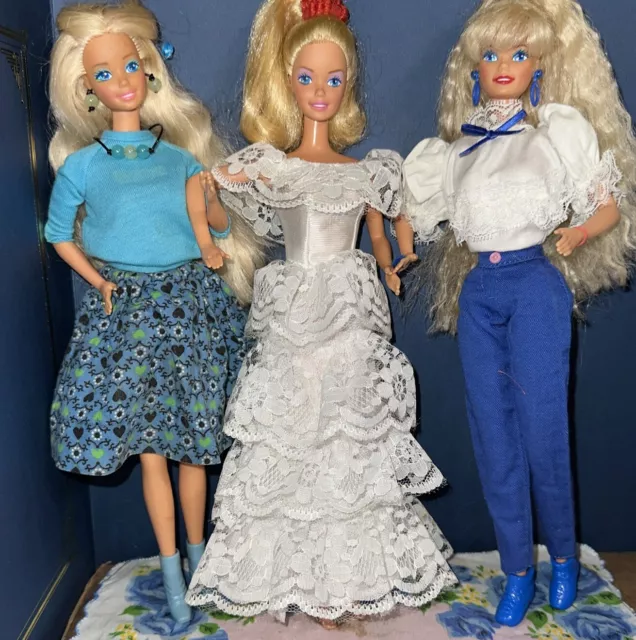 Vintage Mattel Barbie Doll Lot Of Three Dressed Dolls