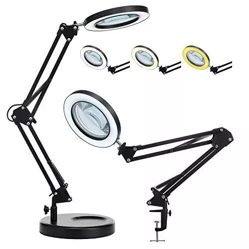 5X Magnifying Glass with Light and Stand, KIRKAS 2-in-1 Real Glass Lens Magni...