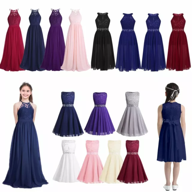 Flower Girls Dress Formal Gown Child Wedding Bridesmaid Pageant Prom Long Maxi